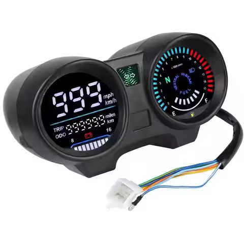 Motorcycle Speedometer LED Digital Dashboard RPM Speed Fuel Level Volt Meter For Brazil TITAN 150 CG