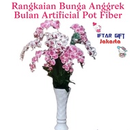 bunga anggrek bulan artificial / rangkaian bunga anggrek bulan + pot - anggrek+potfber