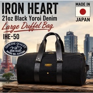 IRON HEART 21oz Black Yoroi Denim Large Duffel Bag IHE-50