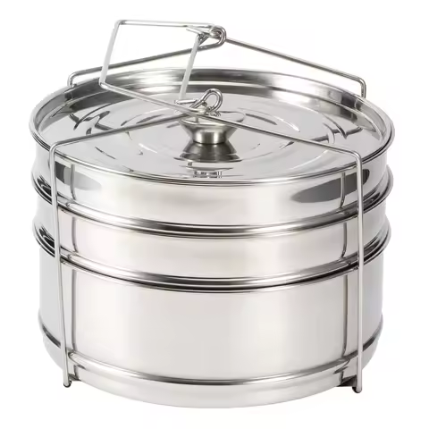 Stainless Steel Steamer Pot Stackable 3 Tier Steamer Cooker Pot Set Cook Food Pressure Pot Kitchen A