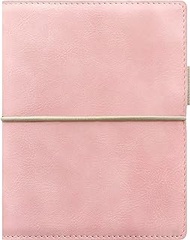 Filofax Domino Soft Organizer, Pocket Size, Pale Pink - Leather-Look, Soft Tactile Cover, Six Rings, Week-to-View Calendar Diary, Multilingual, 2024 (C022581-24)