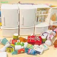 Mypink 1/12 Mini Dollhouse White Refrigerator With Food Set Kitchen Toys Miniature Furniture Fridge Decorations For Kids Gift SG