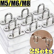1/2Sets 316 Stainless Steel Oval Hooks - Wall Mounting Anchor Rope Hanger - Garage Hammock Fastener 