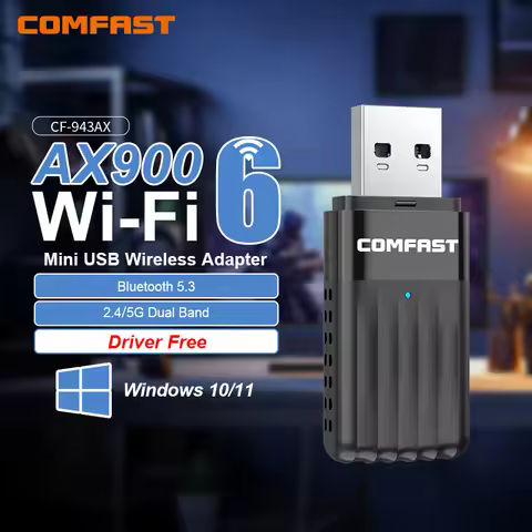 Comfast AX900 BT5.3 2.4G/5Ghz Bluetooth WiFi 6 USB Adapter 900Mbps Wireless Adaptador Free Drive Wi-