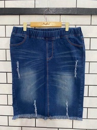 31-44 ROK jeans wanita 7/8 big size - rok jeans wanita jumbo -  rok pinggang karet - rok span pendek