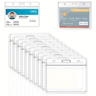 10Packaged ID Card Holder、Card clamp、Transparent Horizontal、ID Card Holder、ID Card Protector、School、