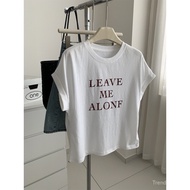 American retro letter beaded flutter sleeves T Women's T-shirt Stylish drawstring short-sleeve slim-