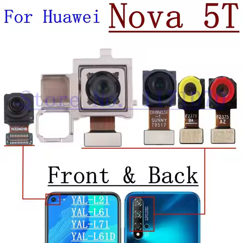 Front Rear Backside Camera Module For Huawei Nova 5T 5z Nova5T Nova5z Big Back Facing Main Camera Fl