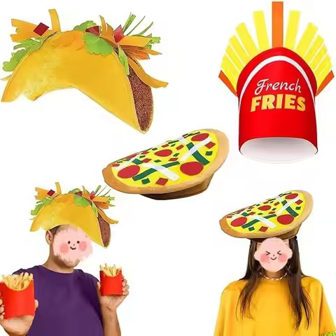 Mexican Independence Day Carnival Party Kids Costume Accessories: Taco French Fries and Pizza Hat De