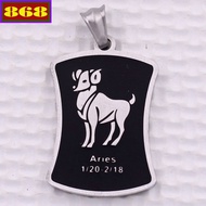 Aries - Aries white stainless steel pendant with stainless steel hook, Zodiac sign