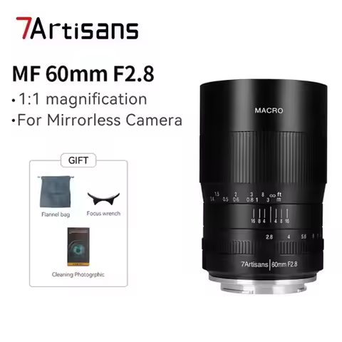 7artisans 60mm F2.8 APS-C Manual Macro Prime Lens For Canon EOS-M M50 M50 Mark II Sony E ZVE10 Alpha