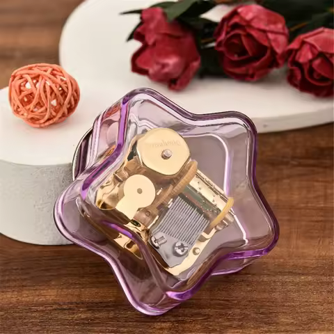 Star Music Box Gold Plated Movement Castle in the Sky Many Classic Music Acrylic Pentagram Creative