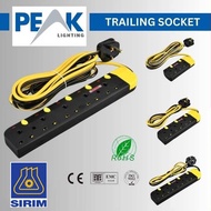 (SIRIM) PEAK Extension Plug Trailing Socket Wire Cable with Surge Protection Extantion wire- Black Y