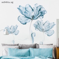 XOITU Large Nordic Art Blue Flowers Wall Stickers Living Room Decoration PVC DIY Wall Decor Modern Home Bedroom Posters SG