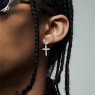 Hhhg Cross Diamond Zircon Earrings Hip Hop Earrings Men's Earrings Diamond Earrings ins Jewelry
