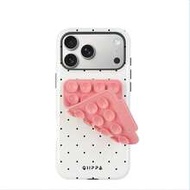 1pc White Base With Black Polka Dot Pattern Phone Case + Pink Suction Cup, Phone 17 Pro Max Phone Ca