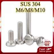 GB67 pan head one-word screw 304 stainless steel round head slotted bolt M6/M8/M10【BY8-MB】
