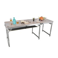 [特價]LIFECODE 橡木紋鋁合金折疊桌/野餐桌180x60cm-送桌下網