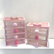 【Ready Stock】彩球蝴蝶结多功能分格抽屉收纳盒高颜值时尚百搭桌面收纳置物架Color ball bow multi-functional drawer storage box high-va