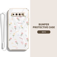 Casing Samsung Galaxy S10 S9 S8 Plus Full Screen Small Flower Shockproof Silicone Phone Protective Cover