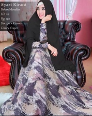 zahra gamis syarii batik monalisa + khimar seruty bebydoll 2 layer
