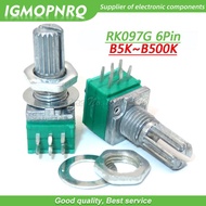 5pcs RK097G 5K 10K 20K 50K 100K 500K B5K with a switch audio 6pin shaft 15mm amplifier sealing poten