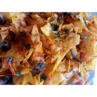 Sanjai ramuak balado, cassava chips, kribo/kriwil, cassava chips, balado cassava chips