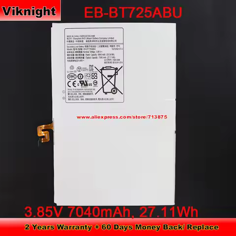 Rechargeable EB-BT725ABU A Battery 3.85V 27.11Wh For Samsung Galaxy Tab S5E 10.5 Inch 7040mah, Li-io