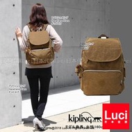 KIPLING 18735 CITY PACK L 大款 藍 媽媽包 後背包 翻蓋 束口 書包 小猴子 LUCI日本代購