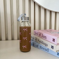 Mocorie - Lyscath Coquette Glass Water Bottle Coquette Glass Water Bottle/ Korean Aesthetic Drinking