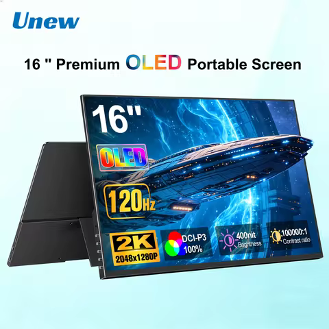 16 Inch OLED Portable Monitor 2K 120Hz 2048×1280 100% SRGB Low Blue Light External Second Screen for