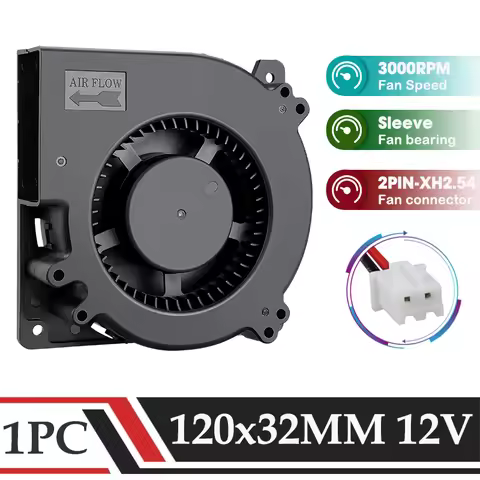 1 pcs Gdstime 12V 120mm Large Turbo Fan 120mmx32mm Brushless DC Blower Cooling Fan 12Volt 12032 120x