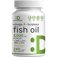 DEAL SUPPLEMENT Omega 3 Fish Oil Supplements, 3,000mg Per Serving, 240 Softgels – EPA 1,200mg + DHA 