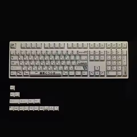 A42Z-124 Keys Japanese PBT White AE86 Initial D Cherry Keycaps For Cherry MX Keyboard 61 68 84 87 96