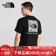 北面（The North Face） 短袖男T恤棉质宽松户外运动舒适休闲半袖22春夏新款5JZP 黑色 XL