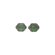 1.9Ct Light Green Type A Jadeite Jade and Natural Diamond Earring Stud