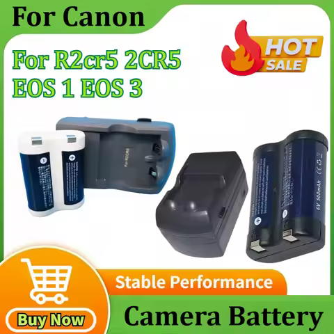Upgraded 6V Battery for R2cr5 2CR5 EOS 1 EOS 3 Black/White High-Capacity Batteries + Charger Recharg