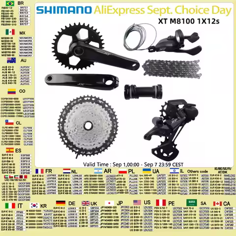 Shimano Deore XT M8100 1x12 Speed Groupset Crankset 165mm 170mm 175mm 32T 34T Rear Derailleurs SGS 1