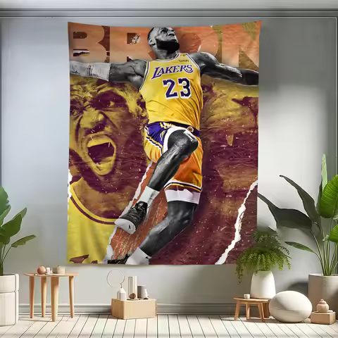 POP Basketball Player L-LeBron- James Basketball Printed Large Wall Tapestry Indian Buddha Decoratio