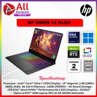 HP Omen 14 Oled Ultra 7 155H Rtx4060 8Gb 16Gb 1Tb Win11+Ohs 14.0 2.8K VRR 120Hz 4ZoneRGB Keyboard