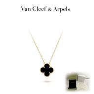 Authentic VCA Alhambra Four-leaf Clover Lucky Yellow K Gold Onyx Necklace LAPZ