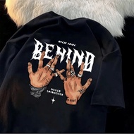 Wenz Oversized Behind T-shirt American Trend Tops for Men and Women Hip-Hop T-shirt Distro Men Trend