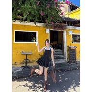 Sailor White Wrap Button Black Striped Dress & Short