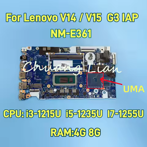 NM-E361 For Lenovo V14 / V15 G3 IAP Laptop Motherboard With CPU i3-1215U i5-1235U i7-1255U RAM 4G 8G