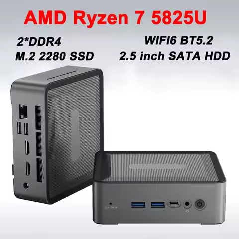 U58 AMD Ryzen 7 5825U Mini PC 2*DDR4 3200Mhz 1*M.2 SSD 1*HDD Windows 11 Pro WIFI6 BT5.2 Desktop Offi