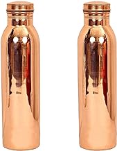 Arts Of India Pure Copper Water Bottle, Drink ware Set, Capacity 1000 ML, Set of 2 (PLAIN 2)