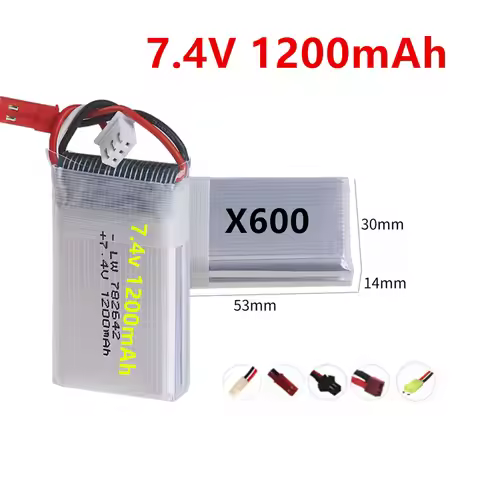 782642 7.4V 1200mah Lipo Battery For MJXRC X600 U829A U829X F46 X601H JXD391 FT007 RC Drone Toys par