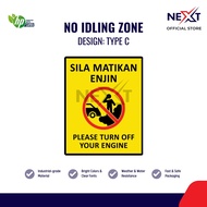 No Idling Zone Sign | Please Turn Off Your Engine | Sticker on Board