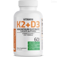 Bronson Vitamin K2+D3  Glycinate , 60 Capsules | 3-in-1  & Heart Health Support Formula, Non-GMO, Gl