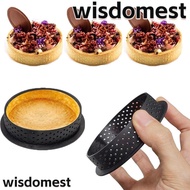 WISDOMEST Tart Ring Cutting Mold, Kitchen Baking Tools Heat Resistant Cake Mold Ring, Durable French Dessert Round Perforated Tartlet Molds